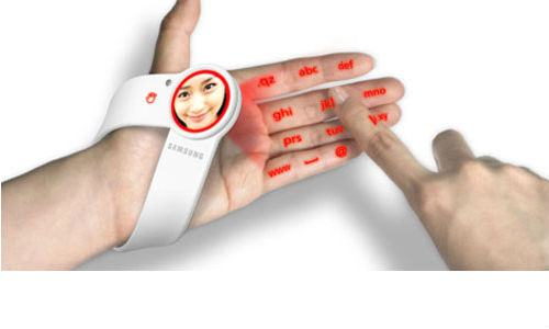 Finger touching wearable phone
