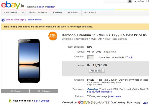karbonn Titanium s5
