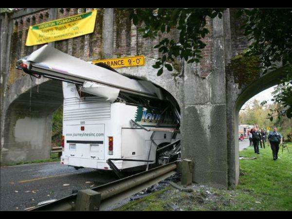 Bus Driver Follows GPS, Gets Wedged Under Bridge