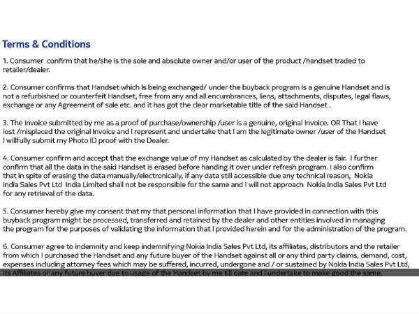 Terms and condition