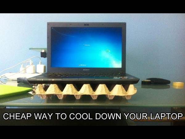 egg carton laptop cooler stand
