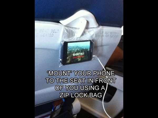 how to hang your phone on a flight