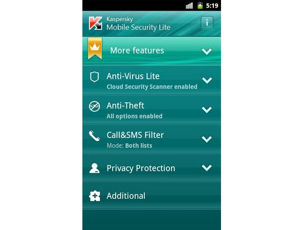 Kaspersky mobile security