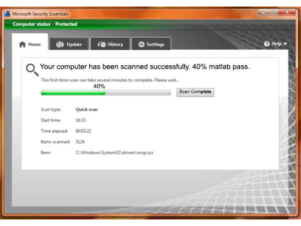 Microsoft Antivirus will stop scanning at 40%