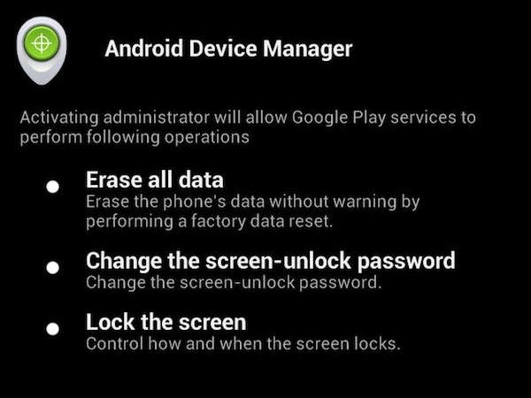 Activate Google’s Android Device Manager