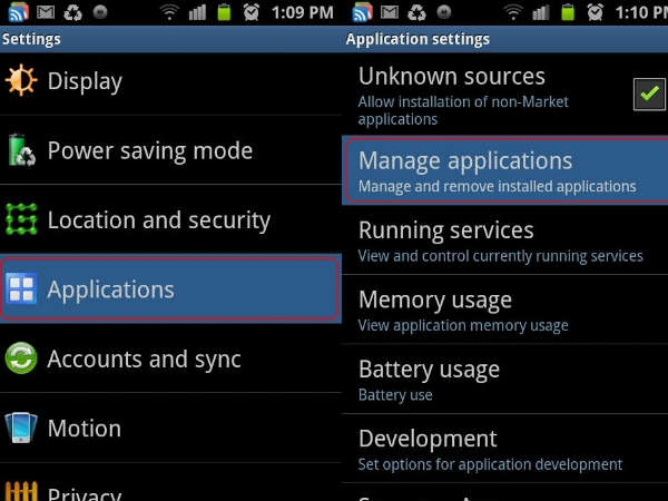Manage application