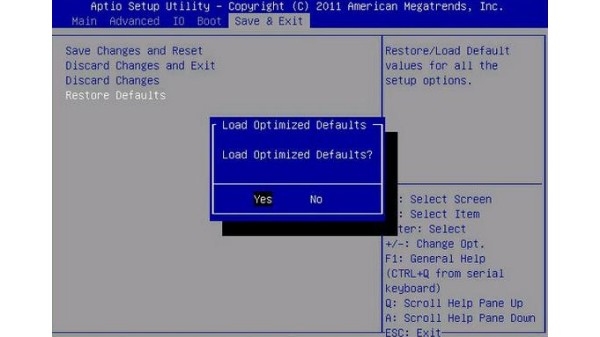 3. Reset BIOS Values