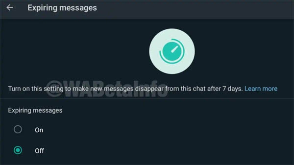 Expiring Messages का मैसेज