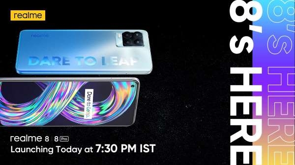 Realme 8 और Realme 8 Pro आज होंगे लॉन्च, यहां देखें लाइव स्ट्रीमिंग और पढ़ें संभावित फीचर्स Realme 8 और Realme 8 Pro आज होंगे लॉन्च, यहां देखें लाइव स्ट्रीमिंग और पढ़ें संभावित फीचर्स