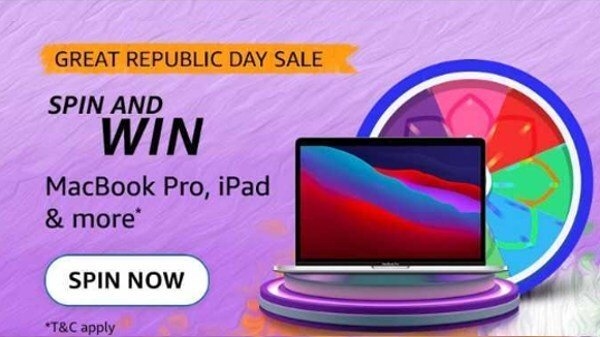 अमेजन ग्रेट रिपब्लिक डे सेल में स्पिन एंड विन क्विज़ में जीतिए फ्री में MacBook Pro और Apple iPad अमेजन ग्रेट रिपब्लिक डे सेल में स्पिन एंड विन क्विज़ में जीतिए फ्री में MacBook Pro और Apple iPad