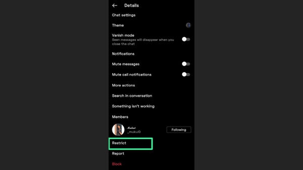 Read Instagram DMs by 'Restricting' the sender
